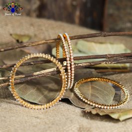 High Gold Faux Pearl Studded Bangles (2 pcs) - Jewels of Nepal