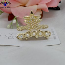 Jewels of Nepal Trendy Faux Moti Studded Extra Small Metal Hair Claw Clip For Women