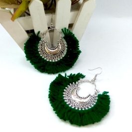 Silver Toned Woolen Tassel Danglers