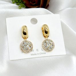 Jewels of Nepal Round Stone Studded Stylish Drop Earrings for Women
