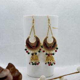 Golden/Silver Ethnic Long Chandbali Pinjada Drop Danglers For Women