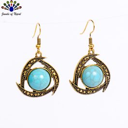Round Stone Design Earrings For Women