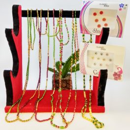 Pack Of 6 Crystal And Potey Malas With Free Stone Embellished Tika (2 Packets)