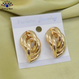 Jewels of Nepal Golden/Silver Triple Looped Trendy Style Ear Studs For Women