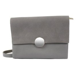 Grey Metal Push Lock Cross Body Bag For Women