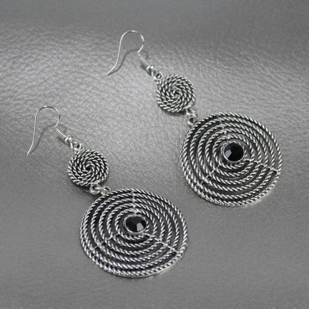 Silver/Golden Twisted Double Layered Dangle Earrings - Image 2