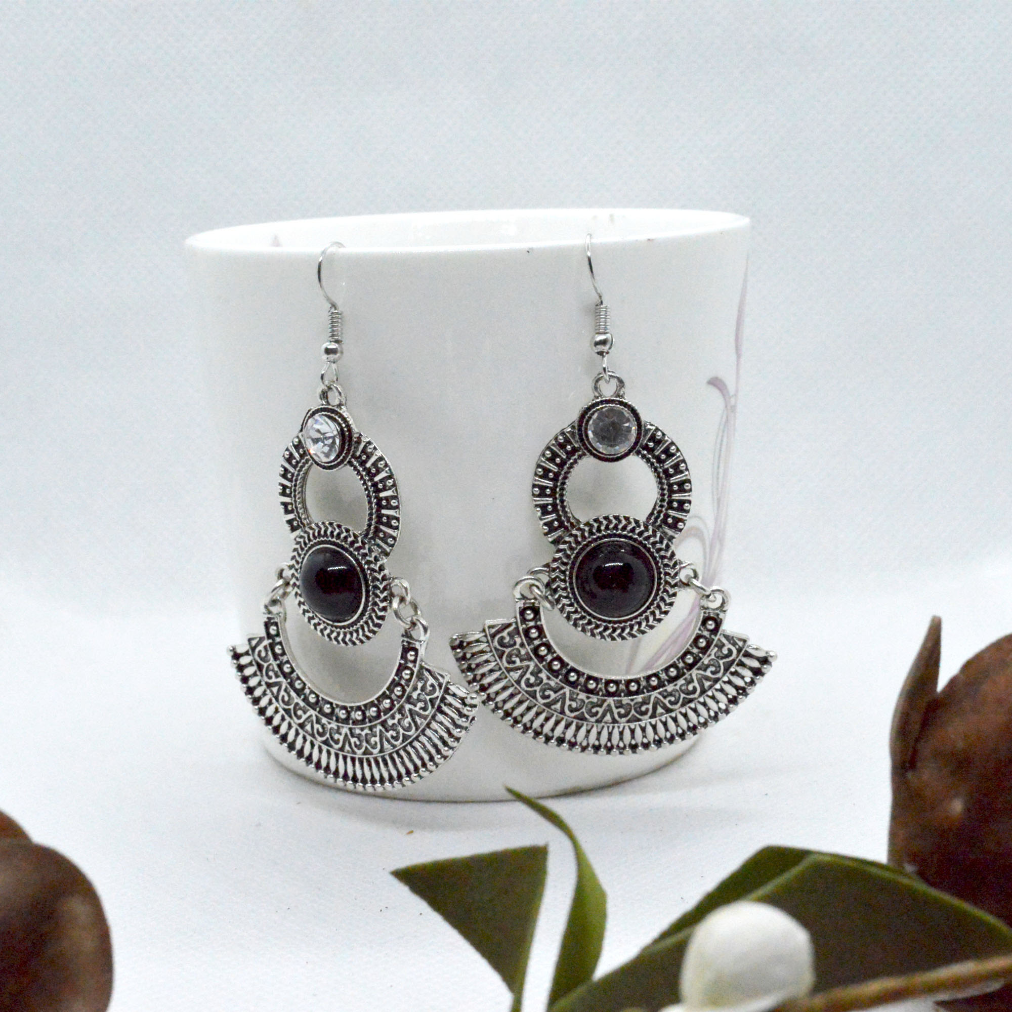 Golden/Silver Double Layered Dangler Earrings For Women- Jewels Of Nepal
