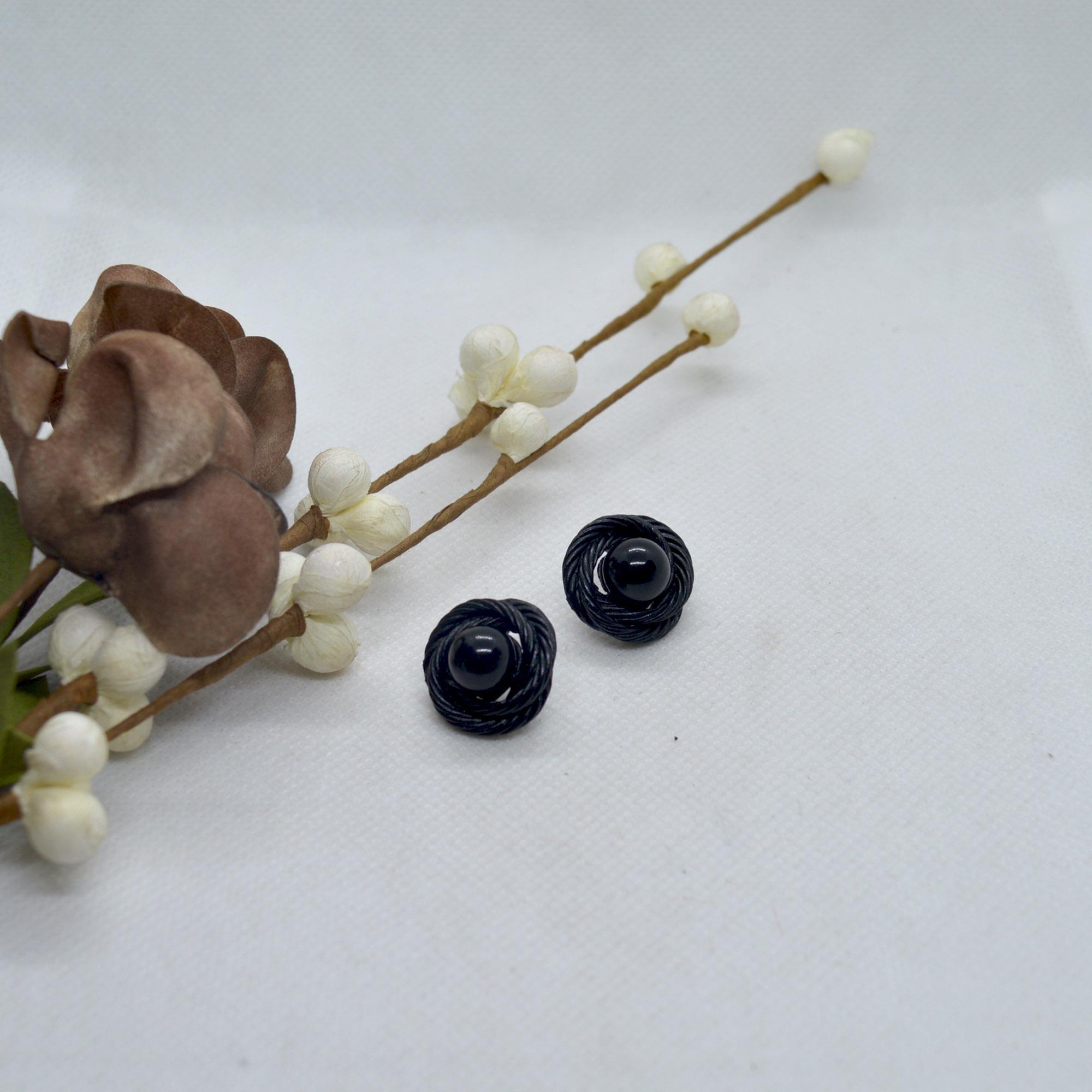 Black Wire Twirled Designed Stud Earrings For Women
