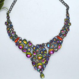 Multi-Colored Stone Rigid Necklace (Sn_009)