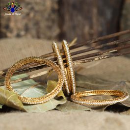 High Gold Faux Pearl Studded Bangles (2 pcs) - Jewels of Nepal
