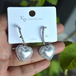 Jewels of Nepal Stones Studded S925 C-Hoop Love Dangling Earrings For Women