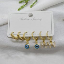 Jewels of Nepal Stainless Steel CZ Stone Studded Combo Earrings Set for Women - Set of 3 Earrings | Fashion Earrings Set For Women