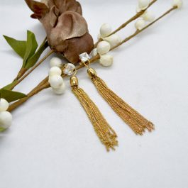 Golden/Silver Single Stone Top Chain Tassel Earrings
