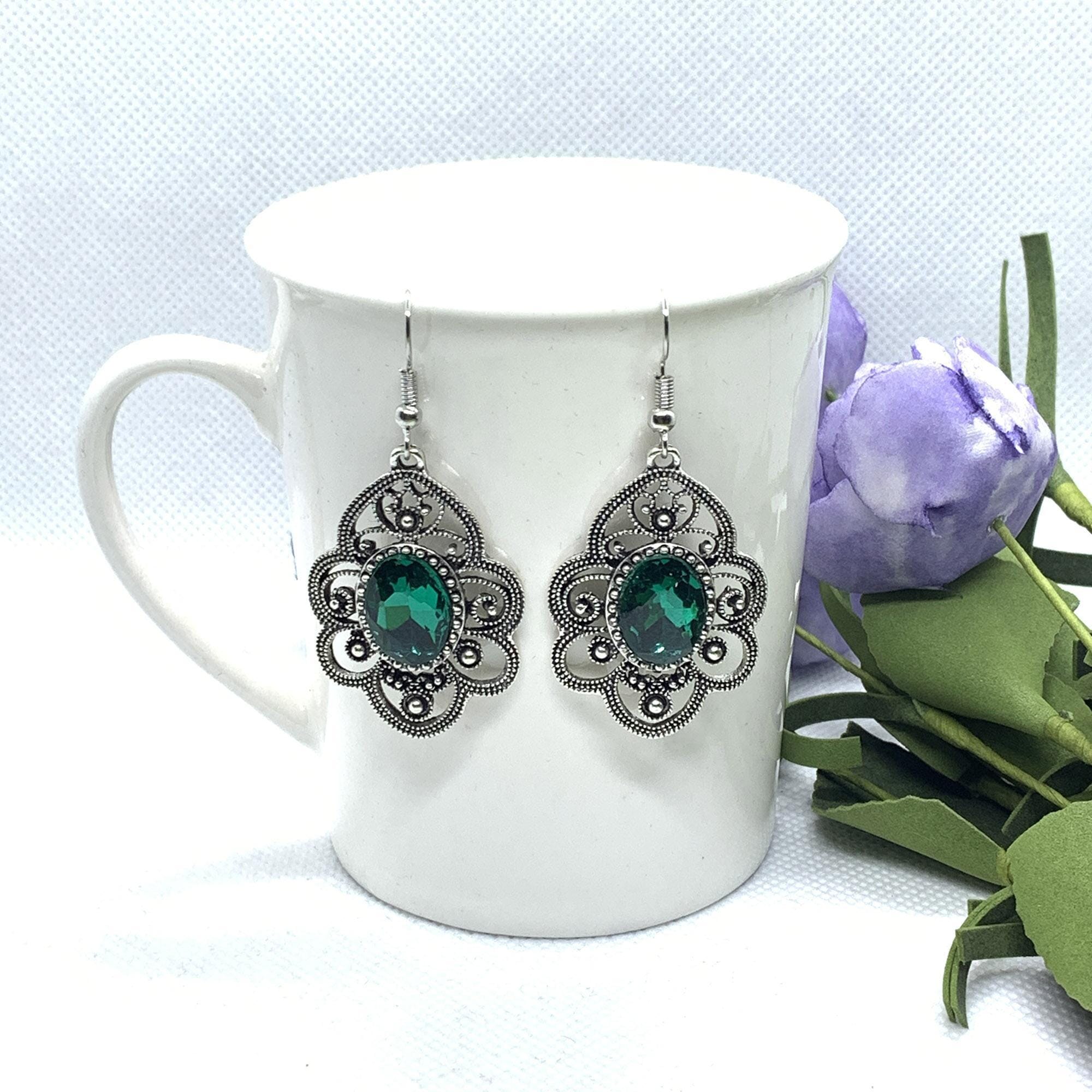 Silver/Black Self Patterned Drop Earrings For Women - Image 10
