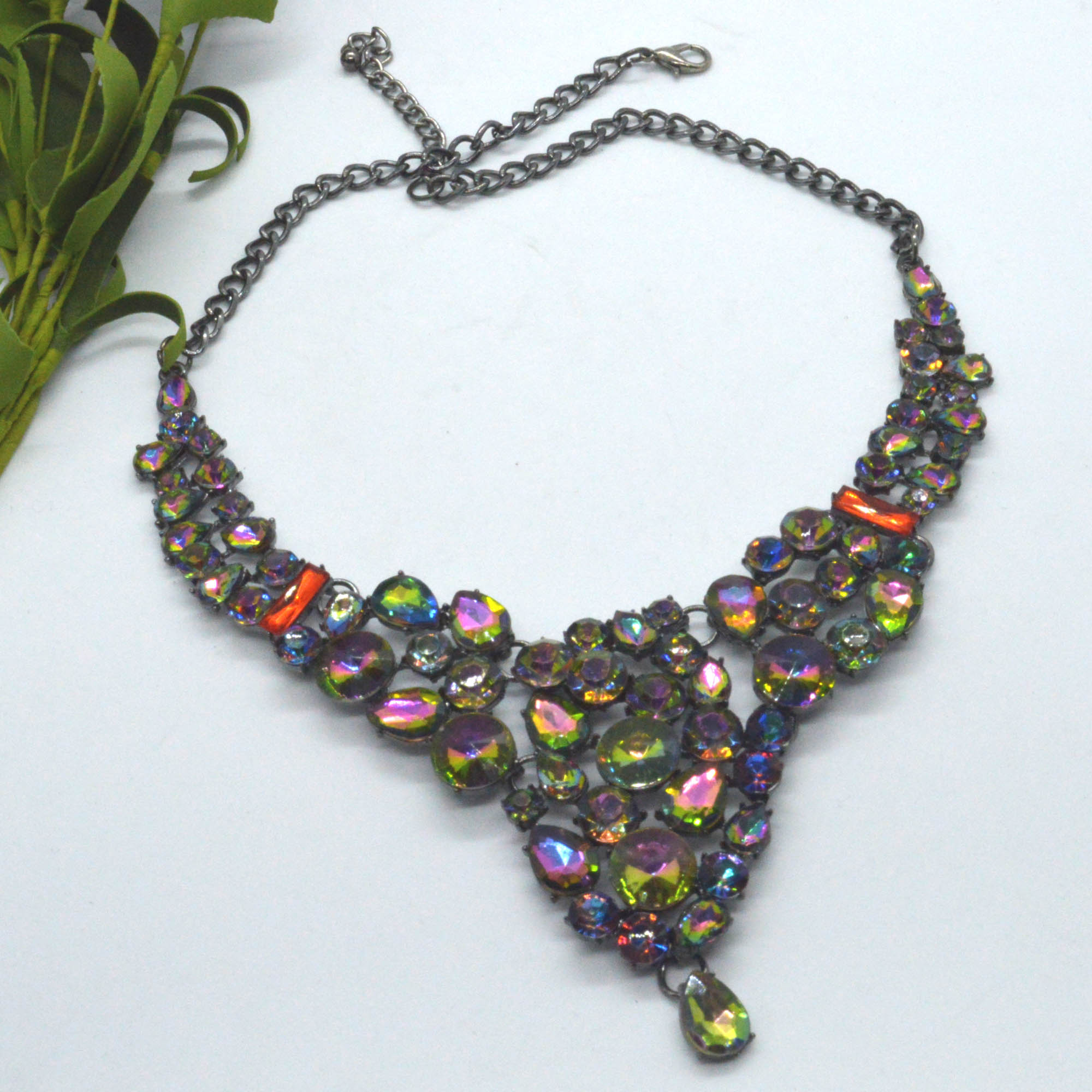 Multi-Colored Stone Rigid Necklace (Sn_009) - Image 2