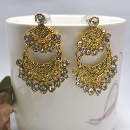 Golden/Multicolored Double Layered Chandbali Style Earrings For Women