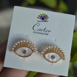 Jewels of Nepal Stone & Faux Moti Studded Evil Eye Stud Earrings For Women