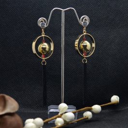 Golden Ball Drop Long Chain Tasseled Earrings For Women