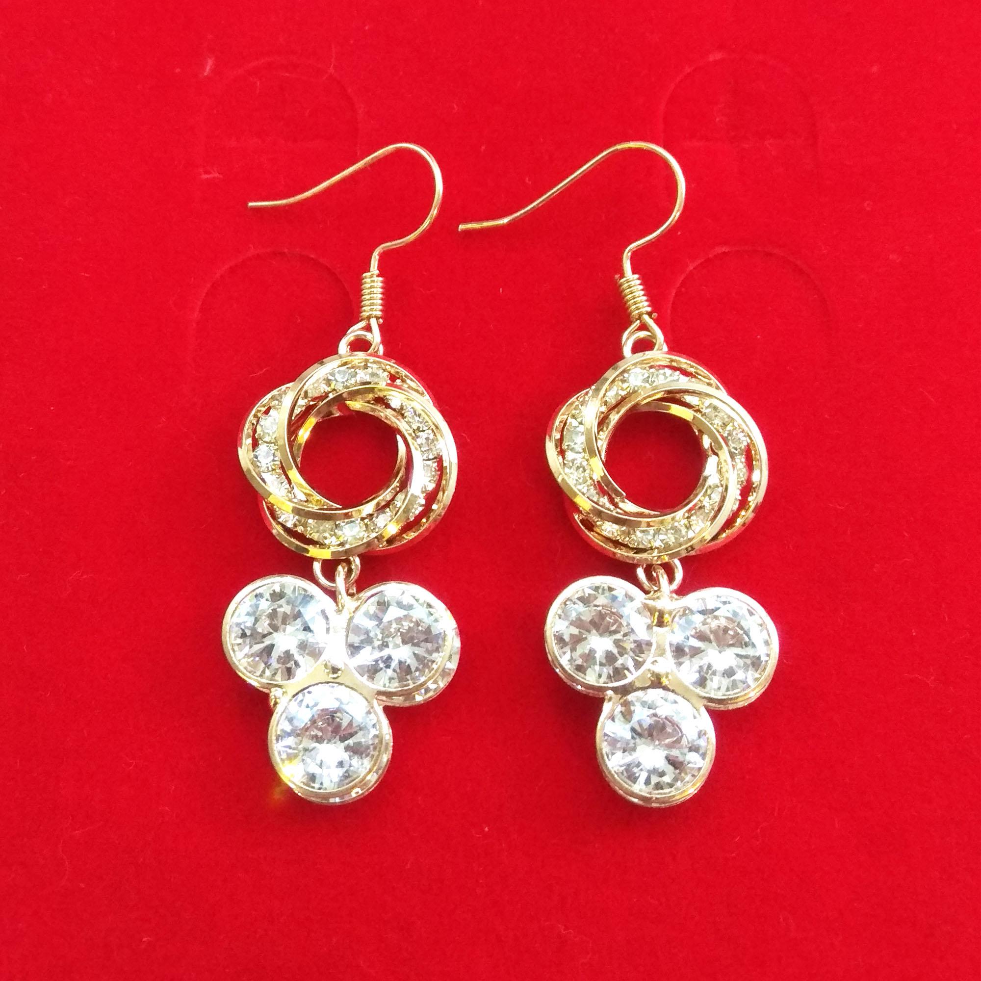 Stone Embellished Metal Drop Earrings For Women - Image 4