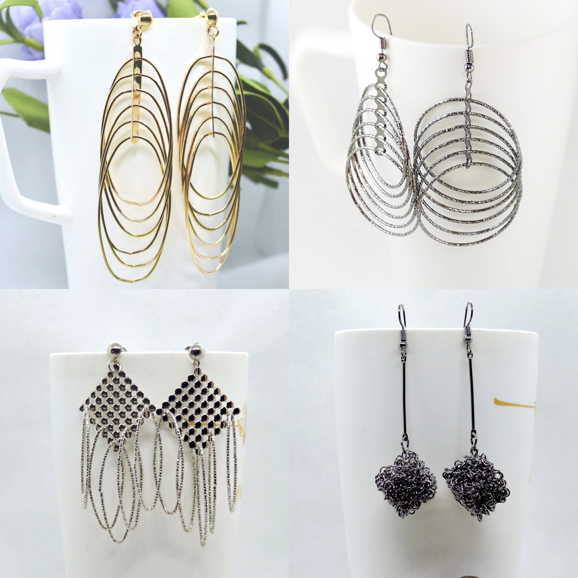 Combo Of 4 Long Lightweight Casual Dangling Earrings For Women