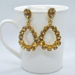 Golden Stones Studded Tear Drop Dangler Earrings For Women