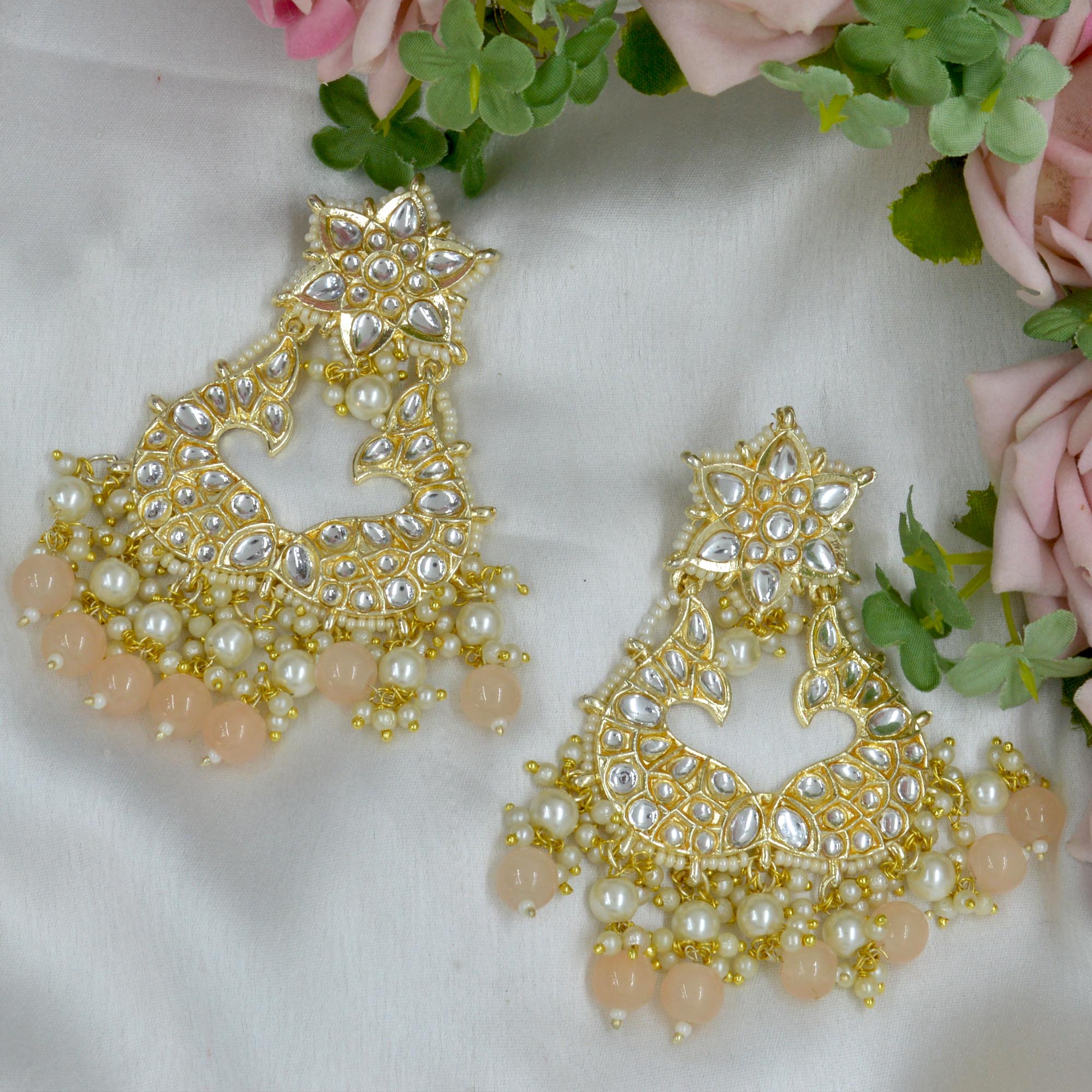Jewels of Nepal Faux Moti & Beads Beaded Double Fish Designed Meenakari /Kundan Luxury Earrings For Women - Image 6