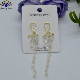 Stylish Clustered White Crystal S925 Earrings