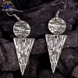 Silver Scratch Patterned Boho Style Earrings- Jewels Of Nepal