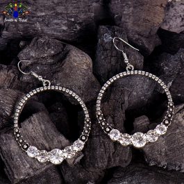 Golden/Silver Round Stone Studded Drop Earrings For Women- Jewels Of Nepal