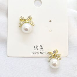 Jewels of Nepal Simulated Pearl & Stones Studded Stud Earrings For Women