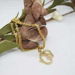 Om Designed Stone Studded Panchadhaatu Chain Locket For Women