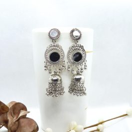 Silver Round Mirror Top Style Pinjada Drop Earrings For Women