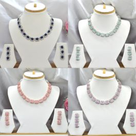 Jewels Of Nepal American Diamond Necklace & Earrings Set for Women